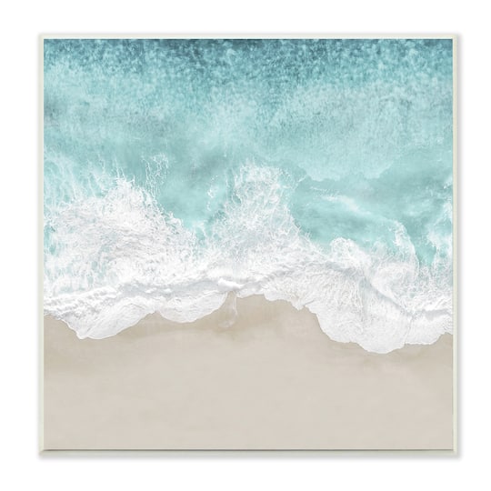Stupell Industries Sea Foam Sandy Beach Soft Blue Coast, 12" x 12"